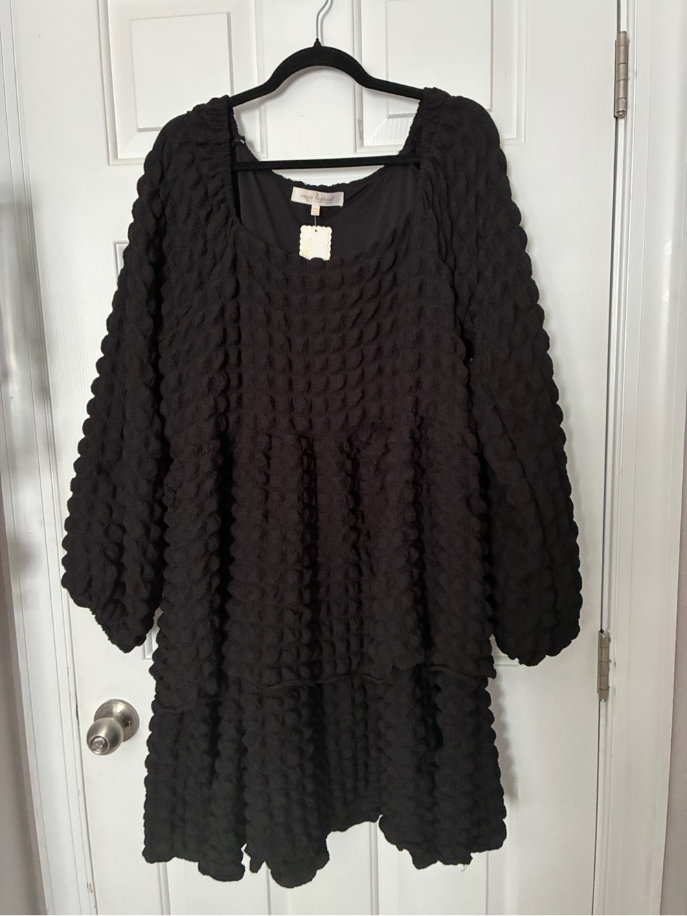 Simply Southern Black Textured Tiered Long Sleeve Dress